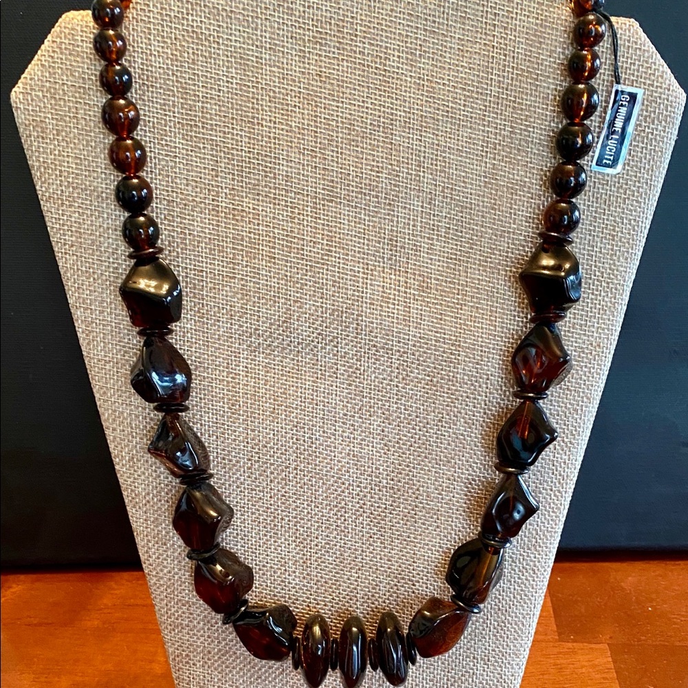 NWT Tortoise shell lucite necklace & earrings